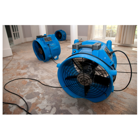 Industrial drying fans deployed